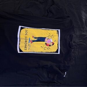 Black Graphic T-Shirt with Yellow and Pink Design